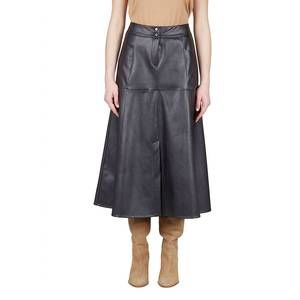 NEW PUROTATTO faux leather midi skirt in black